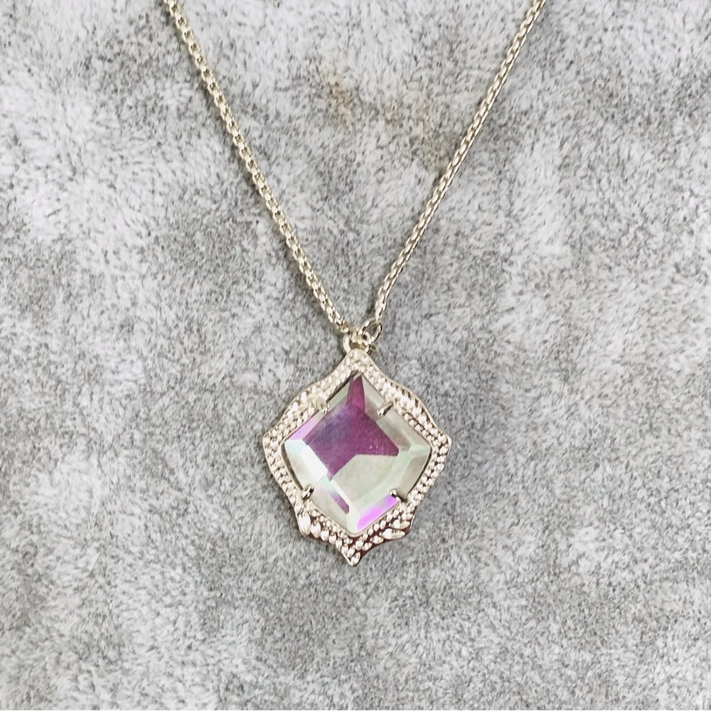 Kendra Scott Kacey Dichroic Glass pendant adjustable necklace gold Plated